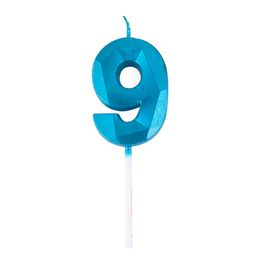 Bildspel - Tårtljus Siffra Diamond Ljusblå