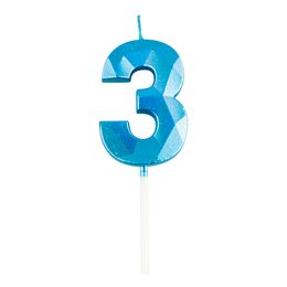 Bildspel - Tårtljus Siffra Diamond Ljusblå