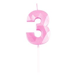 Bildspel - Tårtljus Siffra Diamond Ljusrosa