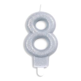 Diaesitys - Kakkukynttilä Numero Kimalle Hopea