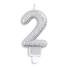 Diaesitys - Kakkukynttilä Numero Kimalle Hopea