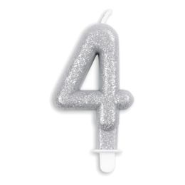 Diaesitys - Kakkukynttilä Numero Kimalle Hopea