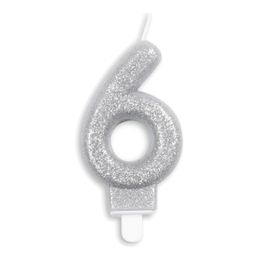 Diaesitys - Kakkukynttilä Numero Kimalle Hopea