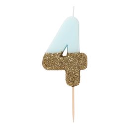 Bildspel - Tårtljus Siffra Ljusblå/Guldglitter