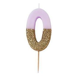 Bildspel - Tårtljus Siffra Ljusrosa/Guldglitter