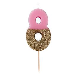 Bildspel - Tårtljus Siffra Ljusrosa/Guldglitter
