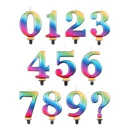 Tårtljus Siffra Metallic Regnbågsfärgad