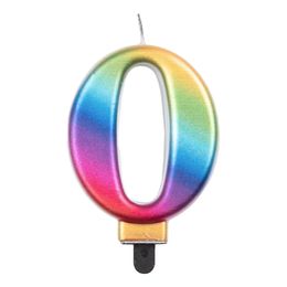 Bildspel - Tårtljus Siffra Metallic Regnbågsfärgad