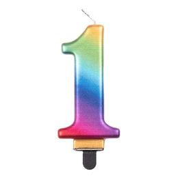 Bildspel - Tårtljus Siffra Metallic Regnbågsfärgad