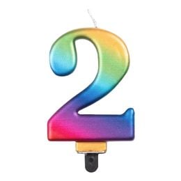 Bildspel - Tårtljus Siffra Metallic Regnbågsfärgad