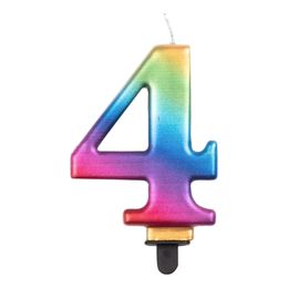 Bildspel - Tårtljus Siffra Metallic Regnbågsfärgad