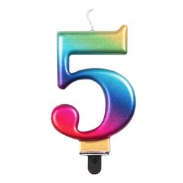 Bildspel - Tårtljus Siffra Metallic Regnbågsfärgad