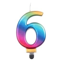 Bildspel - Tårtljus Siffra Metallic Regnbågsfärgad