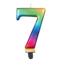 Bildspel - Tårtljus Siffra Metallic Regnbågsfärgad