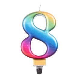 Bildspel - Tårtljus Siffra Metallic Regnbågsfärgad