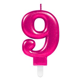 Bildspel - Tårtljus Siffra Rosa Metallic