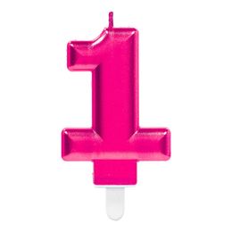 Bildspel - Tårtljus Siffra Rosa Metallic