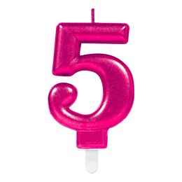 Bildspel - Tårtljus Siffra Rosa Metallic