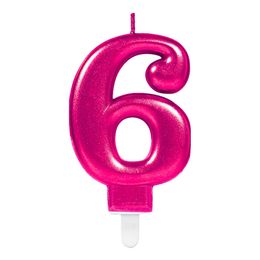 Bildspel - Tårtljus Siffra Rosa Metallic