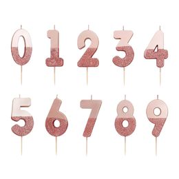 Tårtljus Siffra Roséguld/Glitter