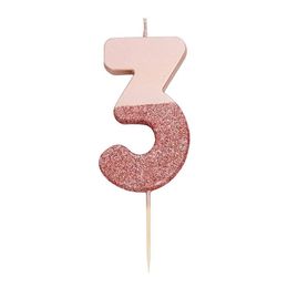 Bildspel - Tårtljus Siffra Roséguld/Glitter