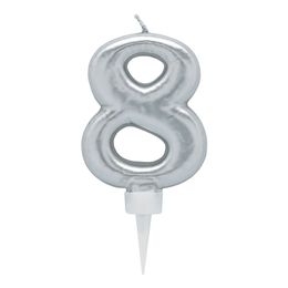 Bildspel - Tårtljus Siffra Silver