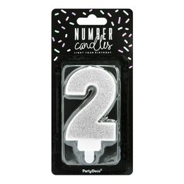 Bildspel - Tårtljus Siffra Silver Glitter