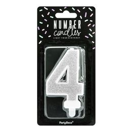 Bildspel - Tårtljus Siffra Silver Glitter