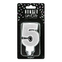 Bildspel - Tårtljus Siffra Silver Glitter