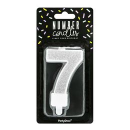 Bildspel - Tårtljus Siffra Silver Glitter