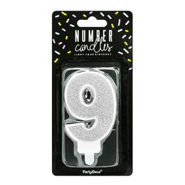 Bildspel - Tårtljus Siffra Silver Glitter