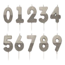 Tårtljus Siffra Silver/Glitter