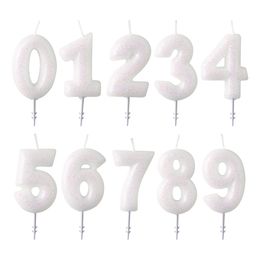 Tårtljus Vit Siffra Rosa Glitter