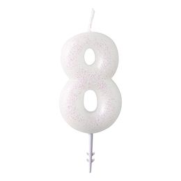 Bildspel - Tårtljus Vit Siffra Rosa Glitter