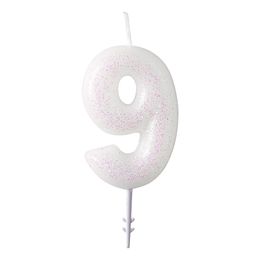 Bildspel - Tårtljus Vit Siffra Rosa Glitter