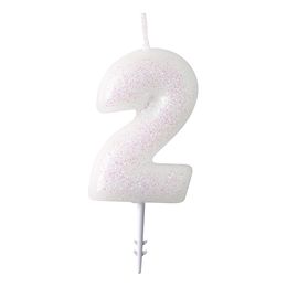 Bildspel - Tårtljus Vit Siffra Rosa Glitter