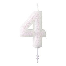 Bildspel - Tårtljus Vit Siffra Rosa Glitter
