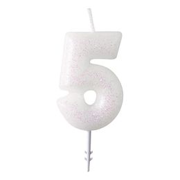Bildspel - Tårtljus Vit Siffra Rosa Glitter