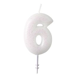 Bildspel - Tårtljus Vit Siffra Rosa Glitter