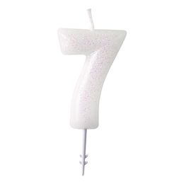Bildspel - Tårtljus Vit Siffra Rosa Glitter