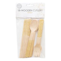 Träbestick Guld Mönster