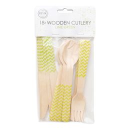 Bildspel - Träbestick Limegrönt Mönster