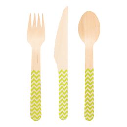 Träbestick Limegrönt Mönster