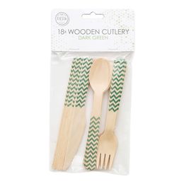 Träbestick Mörkgrönt Mönster