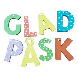 Träbokstäver Glad Påsk Flerfärgade