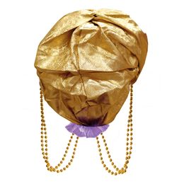 Bildspel - Turban Guld med Fjäder