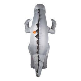 Bildspel - Uppblåsbar Dinosaurie Grå Maskeraddräkt