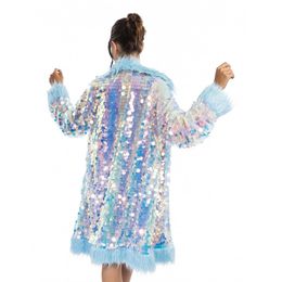 Bildspel - Vändbar Kappa med Paljetter Blå Deluxe