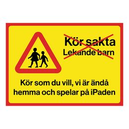 Varningsskylt Kör Sakta Lekande Barn