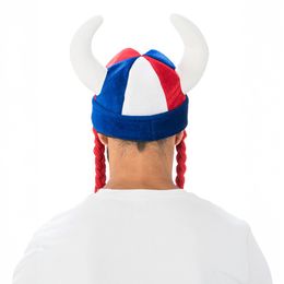 Bildspel - Vikingahjälm Blå/Röd/Vit med Flätor